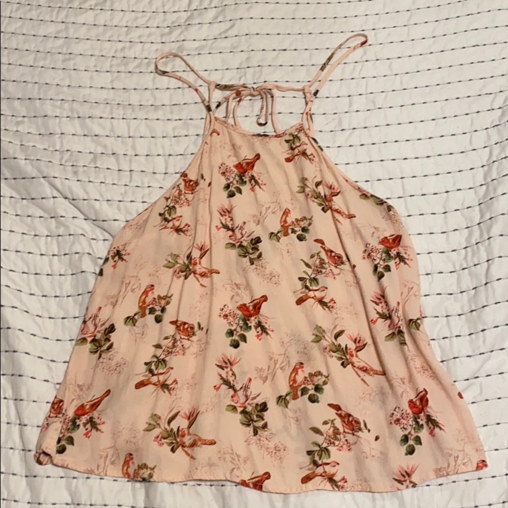 Pink brig tank top with low cross over back